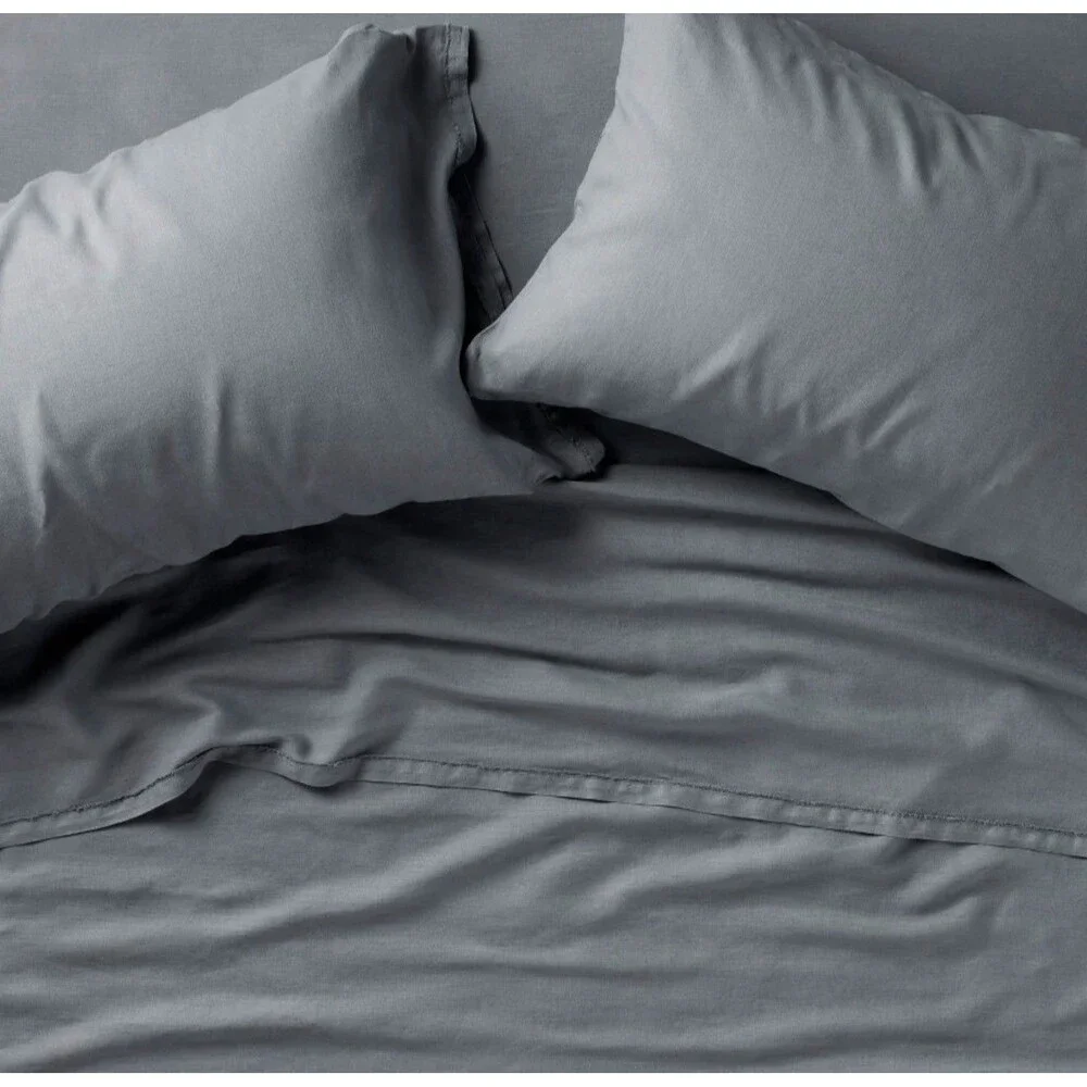 California King 100% Linen Sheet Set Mineral Blue - Casaluna NEW